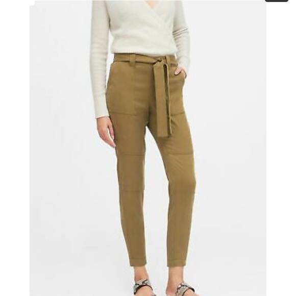 Banana Republic Pants - Banana Republic • High Waisted Paper Bag Waist Mustard/ Olive Brown Pants